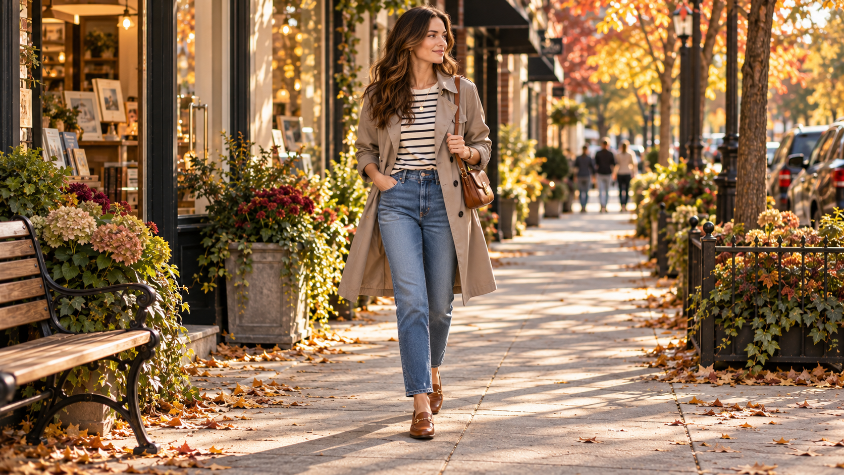 Long-Sleeve Tee with Relaxed Cargo Pants and Retro Sneakers